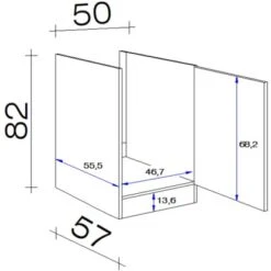 Flex-Well Exclusiv Spülenunterschrank Capri 50 Cm Schwarz Matt-Endgrain Oak -Küchenblick Verkaufsgeschäft 047584070223 4051 VM SPU50