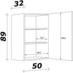 Flex-Well Exclusiv Oberschrank Capri 50 Cm X 89 Cm Schwarz Matt-Endgrain Oak -Küchenblick Verkaufsgeschäft 047584070353 4051 VM H5089