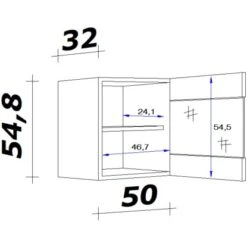 Flex-Well Exclusiv Glas-Oberschrank Capri 50 Cm Schwarz Matt-Endgrain Oak -Küchenblick Verkaufsgeschäft 047584070377 4051 VM HGH50