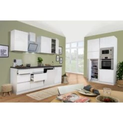 Respekta Premium Küchenzeile GLRP345HWWGKE 345 Cm Weiß Hochglanz -Küchenblick Verkaufsgeschäft 122020 Doppelblockgeffnet