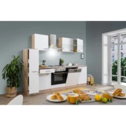 Respekta Küchenzeile KB250ESW 250 Cm Weiß-Eiche -Küchenblick Verkaufsgeschäft 1257930 KB250ESW 01
