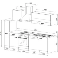 Respekta Küchenzeile KB250ESW 250 Cm Weiß-Eiche -Küchenblick Verkaufsgeschäft 1257930 KB250ESW 03