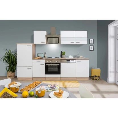 Respekta Economy Küchenzeile KB280ESWS 280 Cm Weiß-Eiche Sägerau 1 Respekta Economy Küchenzeile KB280ESWS 280 Cm Weiß-Eiche Sägerau