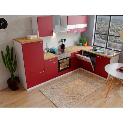 Respekta Winkelküche KBL280WRCG 280 X 172 Cm Rot-Weiß-Butcher Nussbaum 4 Respekta Winkelküche KBL280WRCG 280 X 172 Cm Rot-Weiß-Butcher Nussbaum – Bild 4