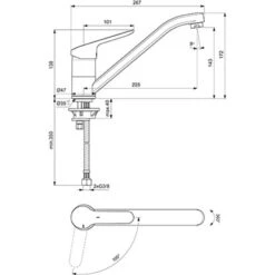 Ideal Standard Küchenarmatur Ceraflex BlueStart Chrom -Küchenblick Verkaufsgeschäft 188267 3049 5
