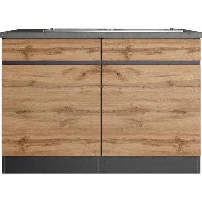 Held Möbel Spülenunterschrank Turin 120 Cm Mit 2 Türen Wotaneiche/Graphit 2 Held Möbel Spülenunterschrank Turin 120 Cm Mit 2 Türen Wotaneiche/Graphit – Bild 2