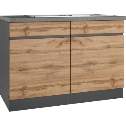 Held Möbel Spülenunterschrank Turin 120 Cm Mit 2 Türen Wotaneiche/Graphit 1 Held Möbel Spülenunterschrank Turin 120 Cm Mit 2 Türen Wotaneiche/Graphit