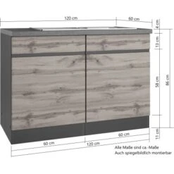 Held Möbel Spülenunterschrank Turin 120 Cm Mit 2 Türen Wotaneiche/Graphit 18 Held Möbel Spülenunterschrank Turin 120 Cm Mit 2 Türen Wotaneiche/Graphit -Küchenblick Verkaufsgeschäft 189417 11016600 VM 06
