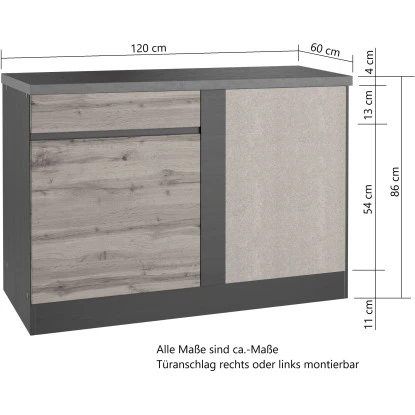 Held Möbel Küchen-Eckschrank Turin 120 Cm Wotaneiche/Graphit 4 Held Möbel Küchen-Eckschrank Turin 120 Cm Wotaneiche/Graphit – Bild 4