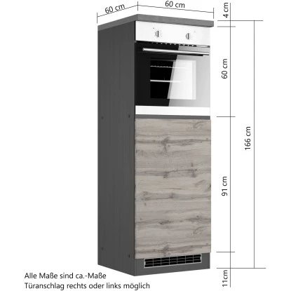 Held Möbel Kühlschrank/Ofenumbauschrank Turin 60 Cm Wotaneiche/Graphit 4 Held Möbel Kühlschrank/Ofenumbauschrank Turin 60 Cm Wotaneiche/Graphit – Bild 4
