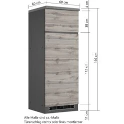 Held Möbel Umbauschrank Für Kühl/Gefrierkombi Turin 60 Cm Wotaneiche/Graphit -Küchenblick Verkaufsgeschäft 189542 11016600 VM 07