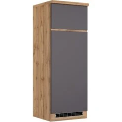 Held Möbel Umbauschrank Für Kühl/Gefrierkombi Turin 60 Cm Graphit/Wotaneiche