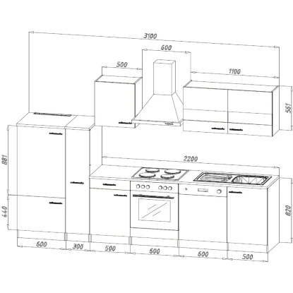 Respekta Küchenzeile KB310WR 310 Cm Rot-Weiß 5 Respekta Küchenzeile KB310WR 310 Cm Rot-Weiß – Bild 5