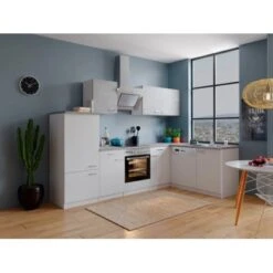 Respekta Winkelküche KBL280WWBSCG 280 X 172 Cm Weiß-Beton Optik
