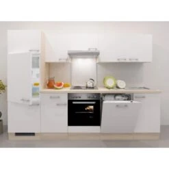 Flex-Well Exclusiv Küchenzeile Abaco 280 Cm Perlmutt Glänzend-Akazie Nachbildung