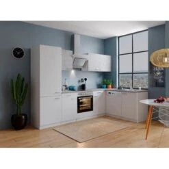 Respekta Winkelküche KBL280WWBSCGKEG 280 X 172 Cm Weiß-Beton Optik