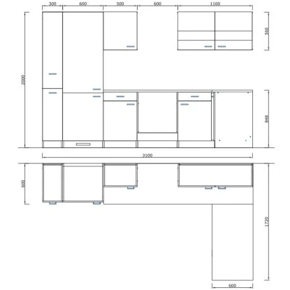 Respekta Winkelküche KBL310WWBSCGKEG 310 X 172 Cm Weiß-Beton Optik 5 Respekta Winkelküche KBL310WWBSCGKEG 310 X 172 Cm Weiß-Beton Optik – Bild 5