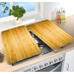 Wenko Herdabdeckplatten Universal Holz-Optik 2er Set Braun -Küchenblick Verkaufsgeschäft 4008838228302 1068 03