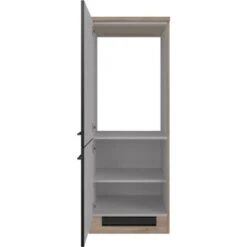 Flex-Well Exclusiv Demi-Geräteumbauschrank Capri 60 Cm Schwarz Matt-Endgrain Oak -Küchenblick Verkaufsgeschäft 4047584070094 4051 S 02