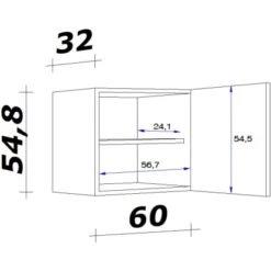 Flex-Well Exclusiv Oberschrank Capri 60 Cm X 55 Cm Schwarz Matt-Endgrain Oak -Küchenblick Verkaufsgeschäft 4047584070179 4051 VM H60