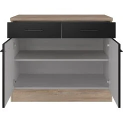 Flex-Well Exclusiv Unterschrank Capri 100 Cm Schwarz Matt-Endgrain Oak -Küchenblick Verkaufsgeschäft 4047584070247 4051 S 03