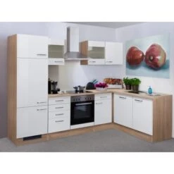 Flex-Well Exclusiv Winkelküche Valero 280 Cm Hochglanz Weiß-Sonoma Eiche -Küchenblick Verkaufsgeschäft 4051 g 999 2802 014 valero