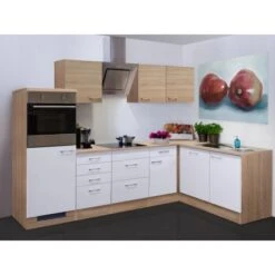 Flex-Well Classic Winkelküche Florida 280x170 Cm Weiß-Sonoma Eiche Nachbildung -Küchenblick Verkaufsgeschäft 4051 g 999 2813 015 samoa