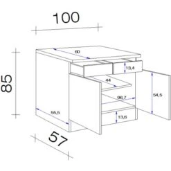 Flex-Well Exclusiv Unterschrank Capri 100 Cm Schwarz Matt-Endgrain Oak -Küchenblick Verkaufsgeschäft 4070247 4051 VM US100 28mm