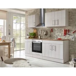 Respekta Premium Küchenzeile Landhaus 210 Cm Lärche Weiß Matt -Küchenblick Verkaufsgeschäft 4080107 4384 4