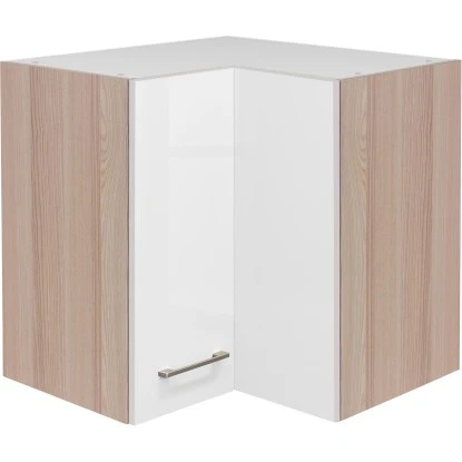 Flex-Well Exclusiv Eck-Hängeschrank Abaco 60 Cm X 60 Cm Perlmutt Glänzend-Akazie 1 Flex-Well Exclusiv Eck-Hängeschrank Abaco 60 Cm X 60 Cm Perlmutt Glänzend-Akazie