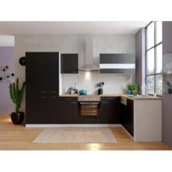 Respekta Winkelküche KBL310WSCGKEG 310 X 172 Cm Schwarz-Weiß-Butcher Nussbaum -Küchenblick Verkaufsgeschäft 4384 neu KBL310WSCGKEG 02