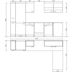 Respekta Winkelküche KBL310WSCGKEG 310 X 172 Cm Schwarz-Weiß-Butcher Nussbaum -Küchenblick Verkaufsgeschäft 4384 neu KBL310WSCGKEG 04