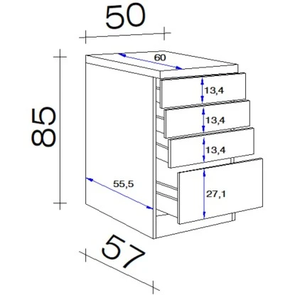 Flex-Well Classic Schubkastenschrank Florida 50 Cm Weiß-Sonoma Eiche 2 Flex-Well Classic Schubkastenschrank Florida 50 Cm Weiß-Sonoma Eiche – Bild 2