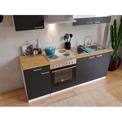 Respekta Küchenzeile KB210WG 210 Cm Grau-Weiß 3 Respekta Küchenzeile KB210WG 210 Cm Grau-Weiß – Bild 3