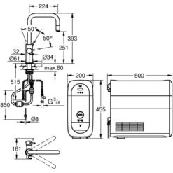 Grohe U-Auslauf Starter Kit Blue Home Chrom -Küchenblick Verkaufsgeschäft 5189212 4520 100042123 2
