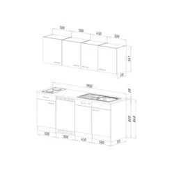 Respekta Küchenzeile KB195EYWMIC 195 Cm Weiß-Eiche York Nachbildung -Küchenblick Verkaufsgeschäft 5208442 4384 3 3