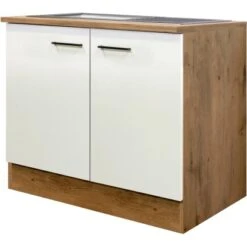 Flex-Well Exclusiv Spülenunterschrank Vintea 100 Cm Magnolie Matt - Lancelot Oak