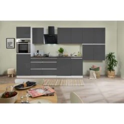 Respekta Küchenzeile GLRP380HWG Grifflos 380 Cm Grau Hochglanz-Weiß -Küchenblick Verkaufsgeschäft 5881529 4384 GLRP380HWG 2