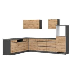 Held Möbel Winkelküche Turin 300 X 240 Cm Wotaneiche-Graphit Ohne E-Geräte -Küchenblick Verkaufsgeschäft 65159 11016600 1130.6310 1