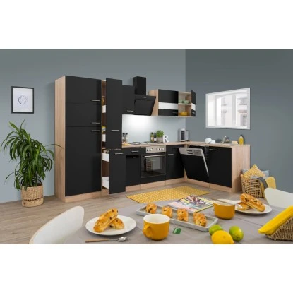 Respekta Winkelküche KBL310ESSS 310 Cm Schwarz-Eiche Sonoma Sägerau Nachbildung 1 Respekta Winkelküche KBL310ESSS 310 Cm Schwarz-Eiche Sonoma Sägerau Nachbildung