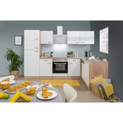 Respekta Winkelküche KBL280ESWSC 280 Cm Weiß-Eiche Sonoma Sägerau Nachbildung