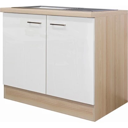 Flex-Well Exclusiv Spülenunterschrank Abaco 100 Cm Perlmutt Glänzend-Akazie 1 Flex-Well Exclusiv Spülenunterschrank Abaco 100 Cm Perlmutt Glänzend-Akazie