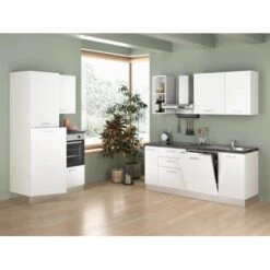 Marinelli Cucine Küchenzeile Cleopatra 315 Cm Weiß Gebürstet-Marmoriert