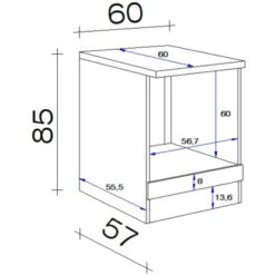 Flex-Well Herdumbauschrank Capri 60 Cm Schwarz Matt-Endgrain Oak -Küchenblick Verkaufsgeschäft 84070186 4051 VM HU60 28mm