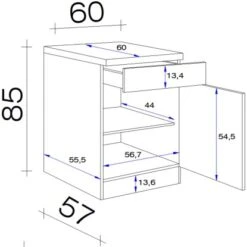 Flex-Well Exclusiv Unterschrank Capri 60 Cm Schwarz Matt-Endgrain Oak -Küchenblick Verkaufsgeschäft 84070278 4051 VM US60 28mm