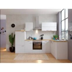 Respekta Winkelküche KBL280WWCG 280 X 172 Cm Weiß-Butcher Nussbaum -Küchenblick Verkaufsgeschäft 845184 KBL280WWCG 02 neu