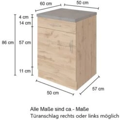 Held Möbel Unterschrank Sorrento 50 X 85 X 60 Cm Tür Schubk. + EL-B. Weiß-Wotan. -Küchenblick Verkaufsgeschäft 853760 11016600 5