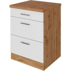 Held Möbel Auszugsschrank Sorrento 50 X 85 X 60 Cm Schubk. 2 Ausz. Weiß-Wotanei.