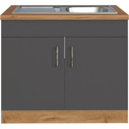 Held Möbel Spülenschrank Sorrento B100 X H85 X T60 Cm 2Türen Anthraz.-Wotaneiche 1 Held Möbel Spülenschrank Sorrento B100 X H85 X T60 Cm 2Türen Anthraz.-Wotaneiche