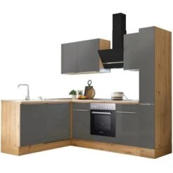 Respekta Küchenzeile Marleen 250 Cm Artisan-Eiche Grau Matt Winkel -Küchenblick Verkaufsgeschäft 980035 4384 4